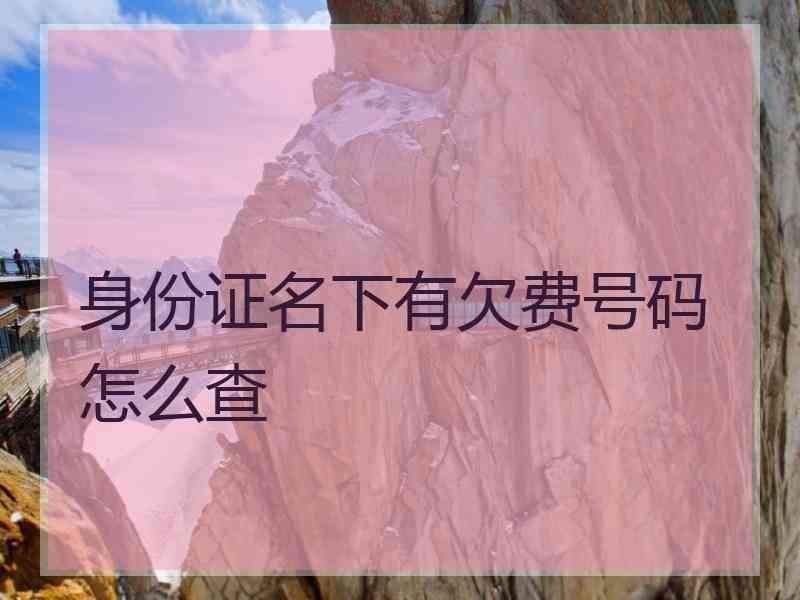 身份证名下有欠费号码怎么查