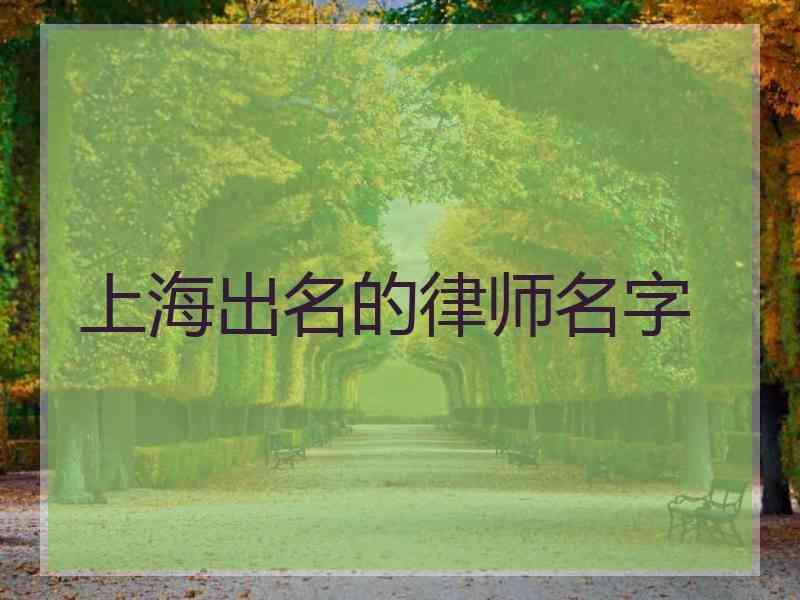 上海出名的律师名字