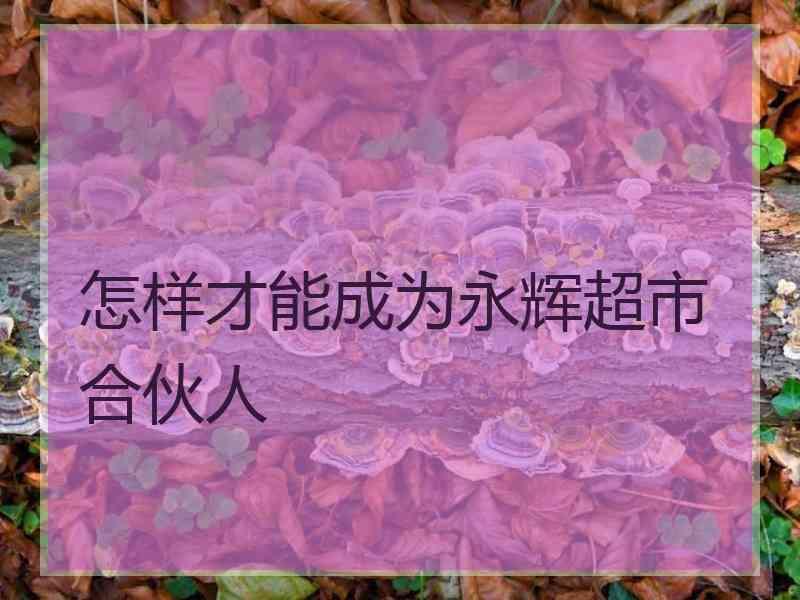 怎样才能成为永辉超市合伙人