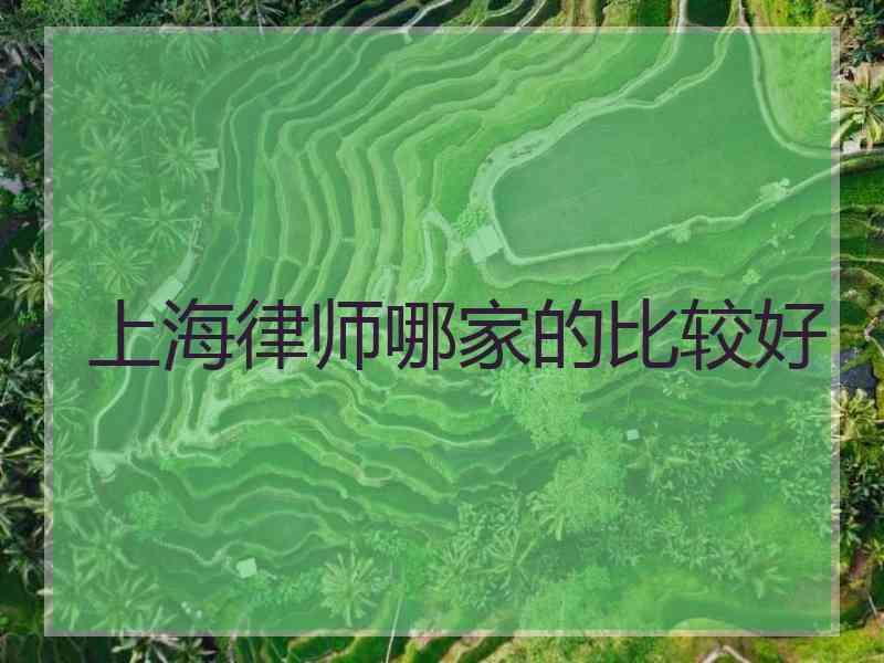 上海律师哪家的比较好