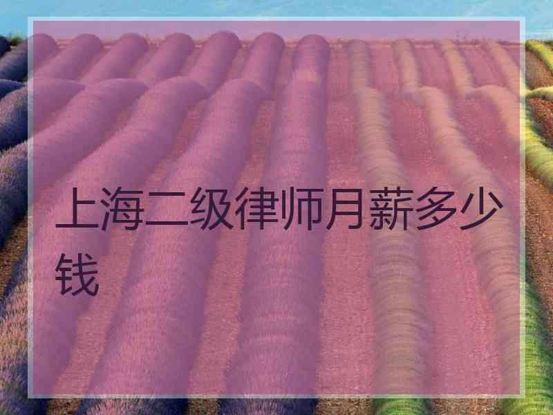 上海二级律师月薪多少钱