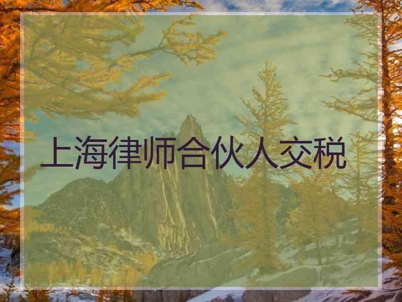 上海律师合伙人交税