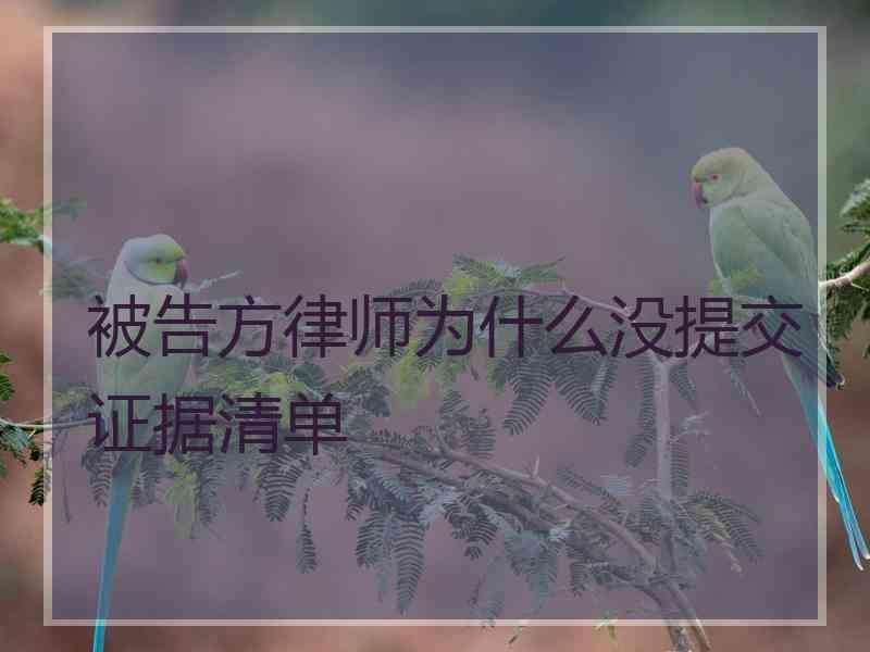 被告方律师为什么没提交证据清单