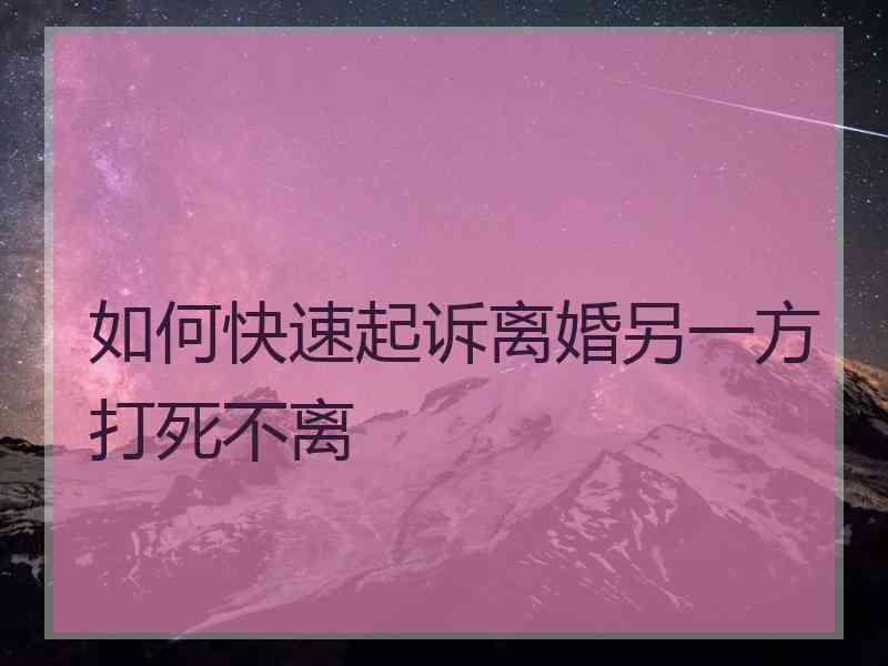 如何快速起诉离婚另一方打死不离