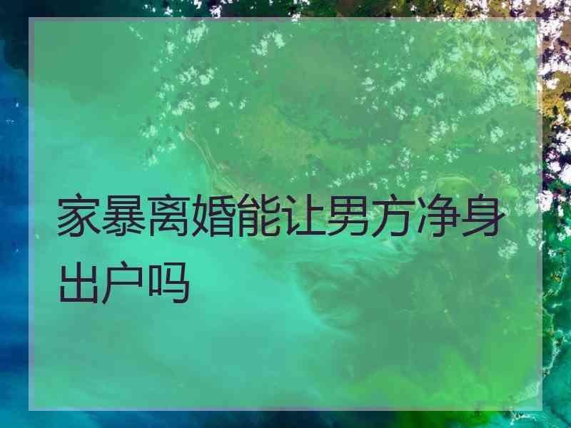 家暴离婚能让男方净身出户吗