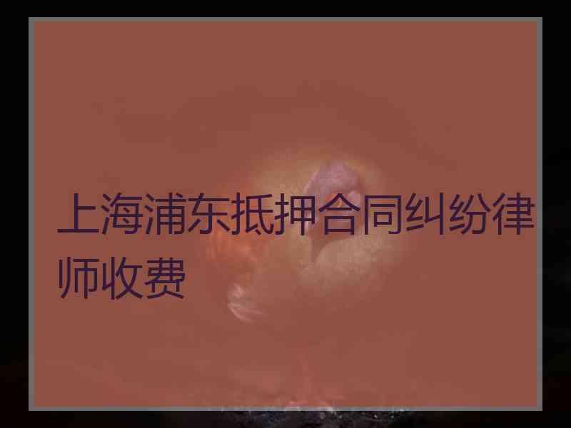 上海浦东抵押合同纠纷律师收费