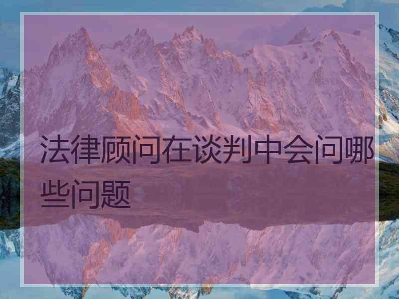 法律顾问在谈判中会问哪些问题