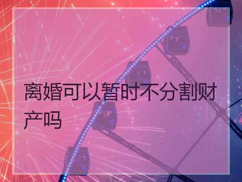 离婚可以暂时不分割财产吗 离婚可以暂时不分割财产吗