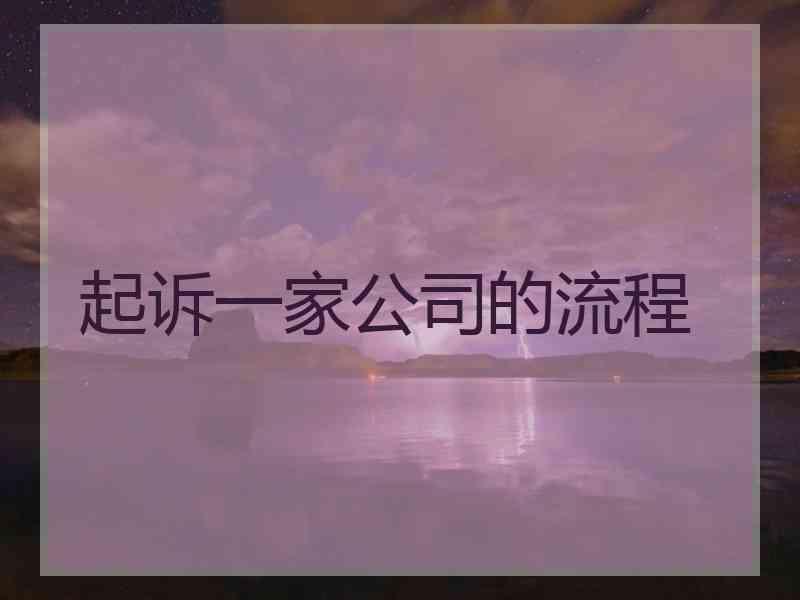 起诉一家公司的流程