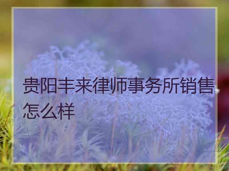 贵阳丰来律师事务所销售怎么样