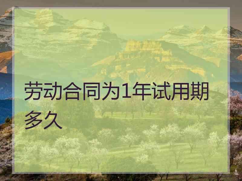 劳动合同为1年试用期多久