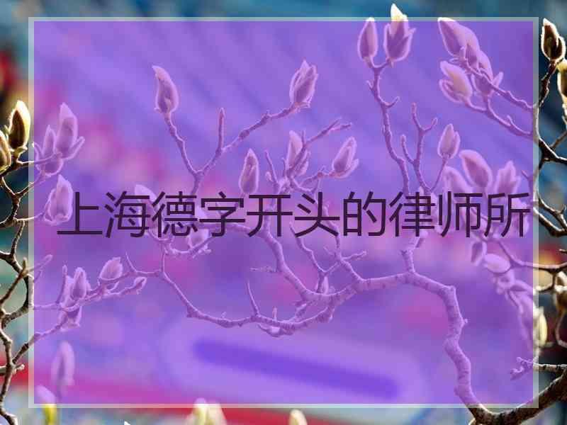 上海德字开头的律师所