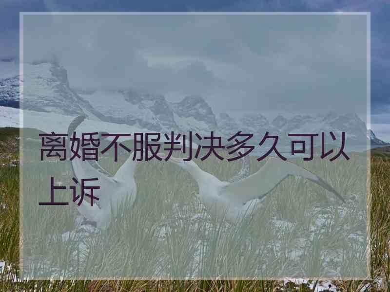 离婚不服判决多久可以上诉