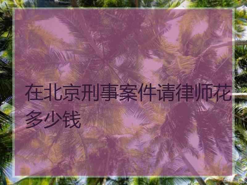 在北京刑事案件请律师花多少钱