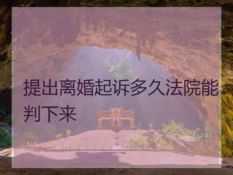 提出离婚起诉多久法院能判下来