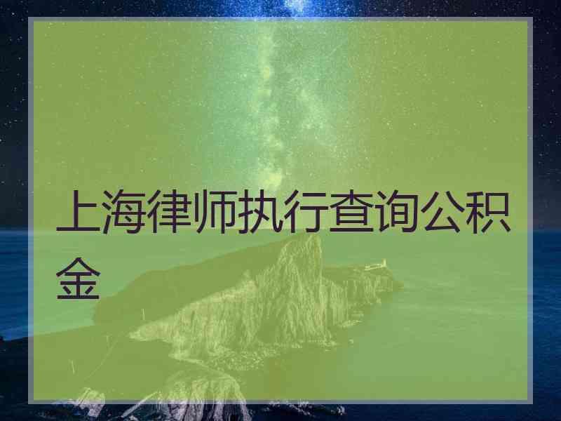 上海律师执行查询公积金