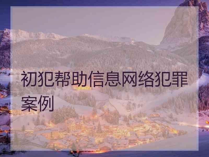 初犯帮助信息网络犯罪案例