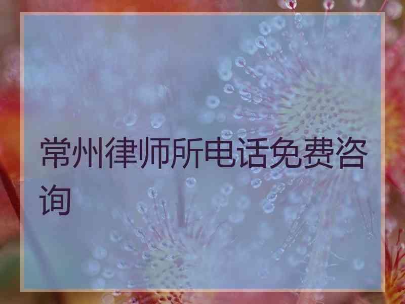 常州律师所电话免费咨询