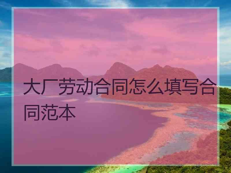 大厂劳动合同怎么填写合同范本