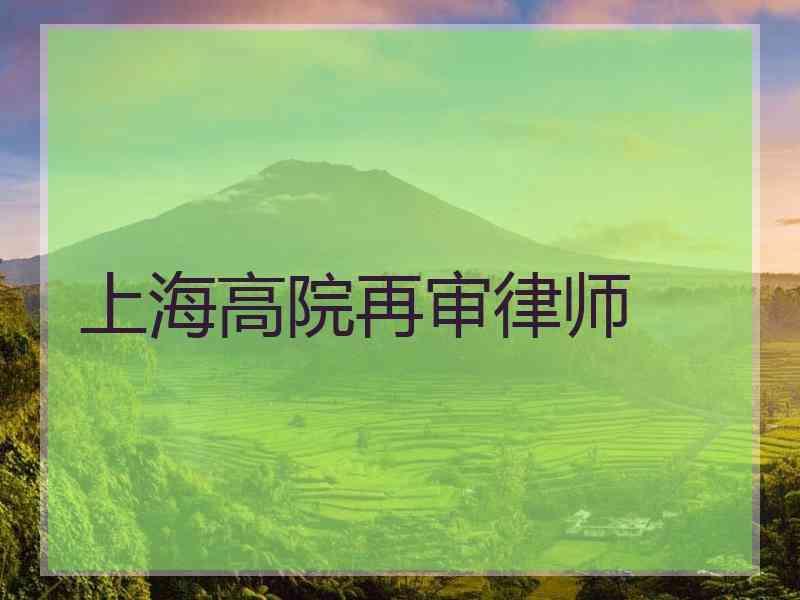 上海高院再审律师