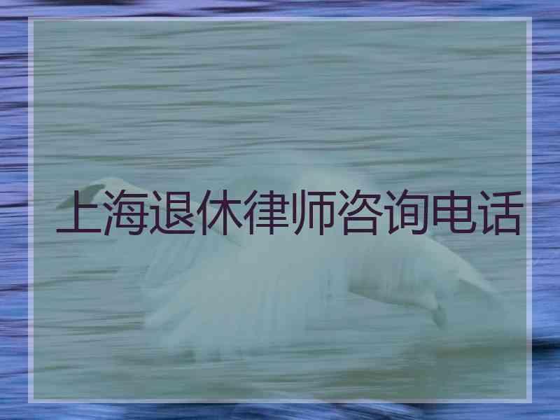 上海退休律师咨询电话