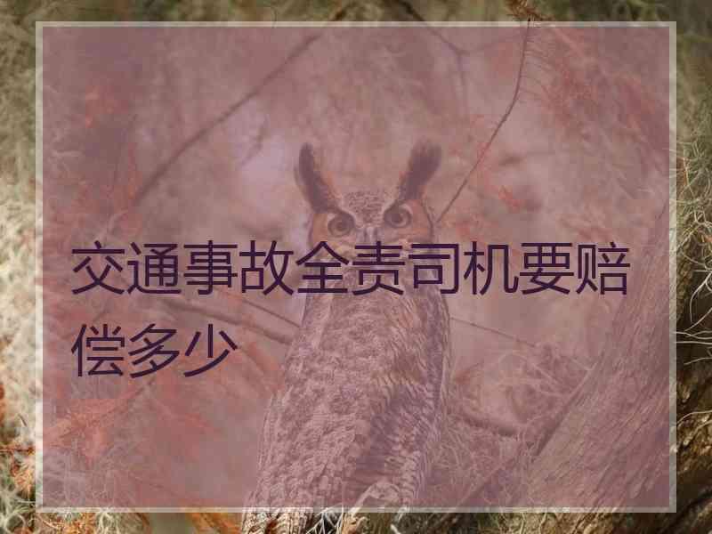 交通事故全责司机要赔偿多少
