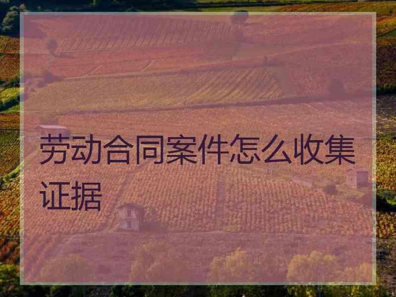 劳动合同案件怎么收集证据