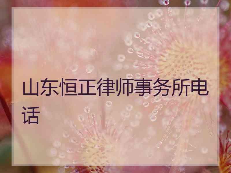 山东恒正律师事务所电话