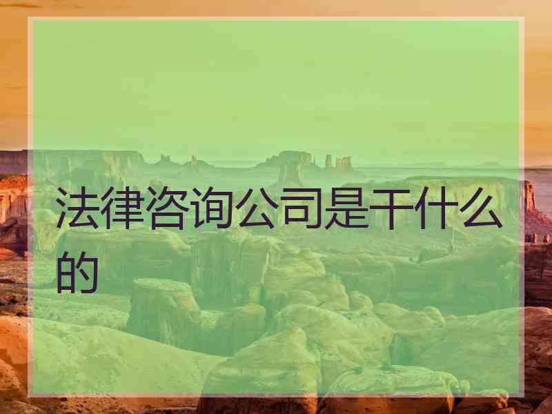 法律咨询公司是干什么的