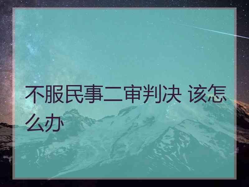 不服民事二审判决 该怎么办