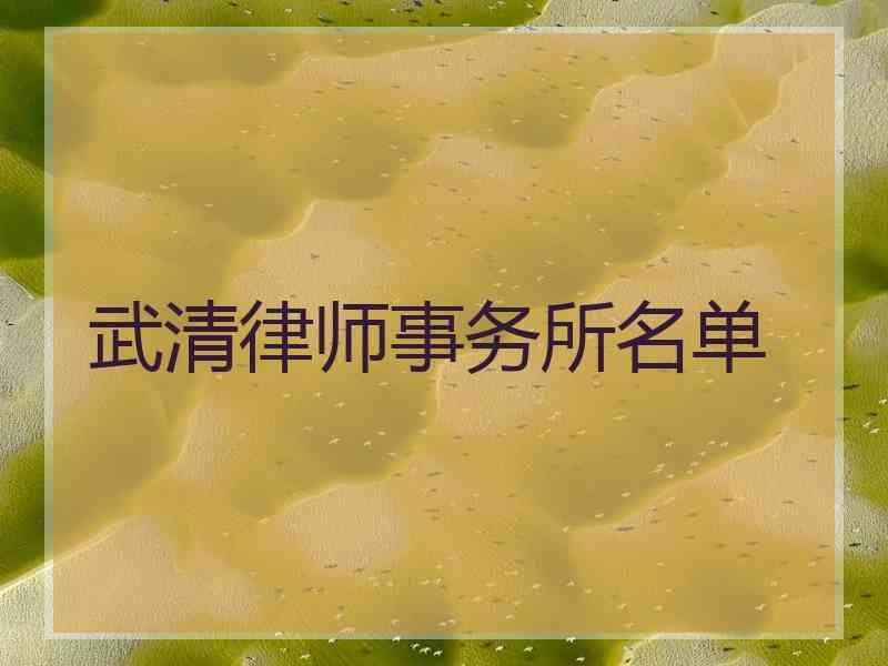 武清律师事务所名单