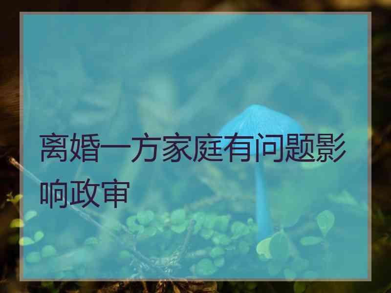 离婚一方家庭有问题影响政审