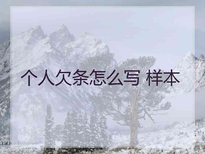 个人欠条怎么写 样本