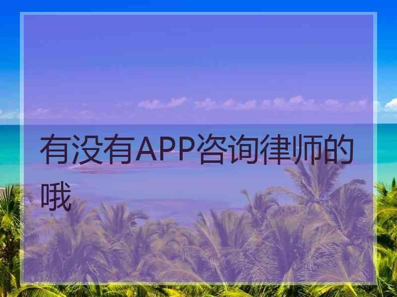 有没有APP咨询律师的哦