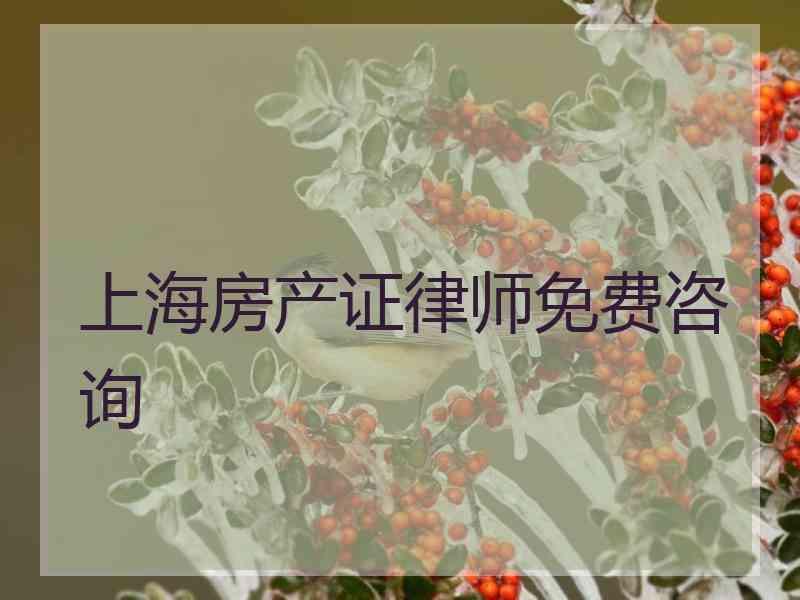 上海房产证律师免费咨询