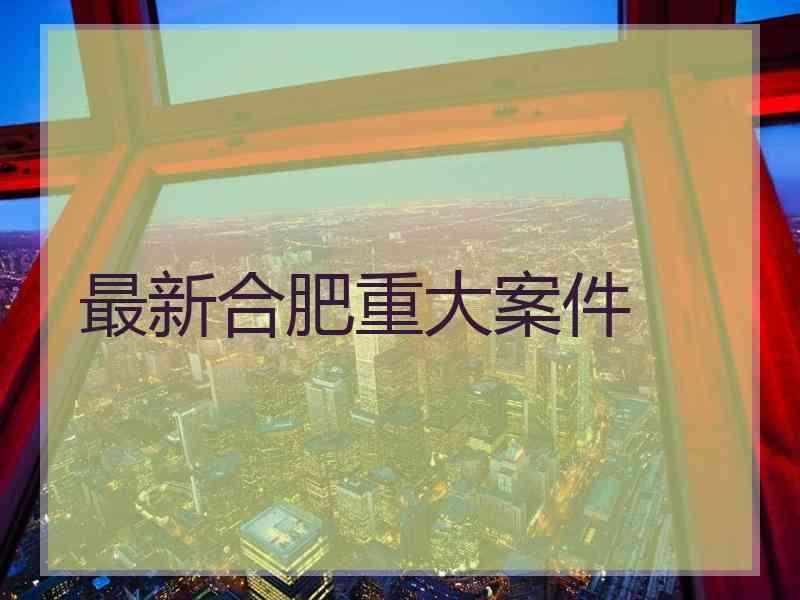最新合肥重大案件