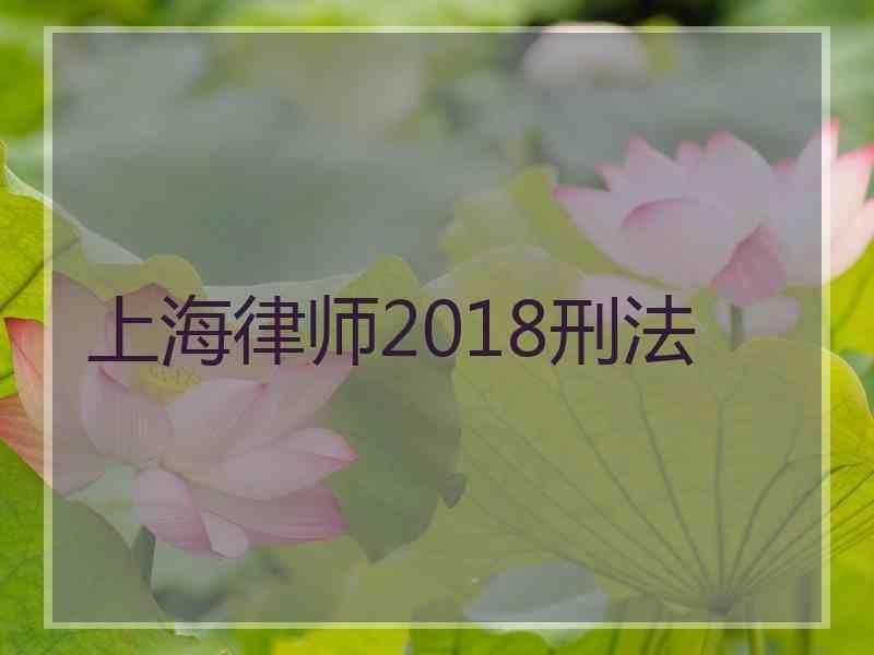 上海律师2018刑法