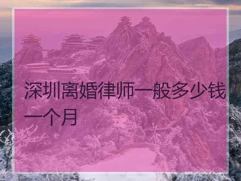 深圳离婚律师一般多少钱一个月