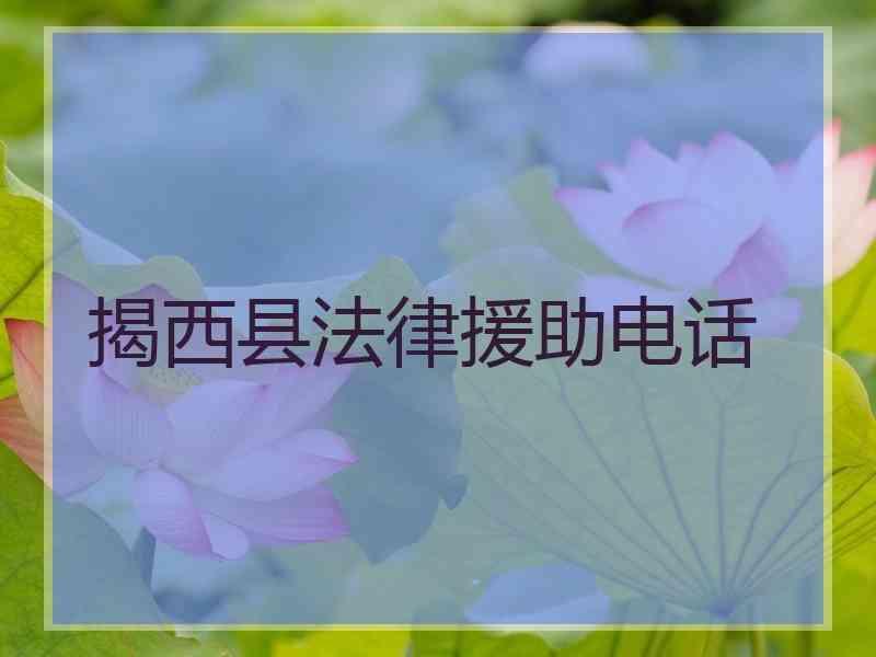 揭西县法律援助电话