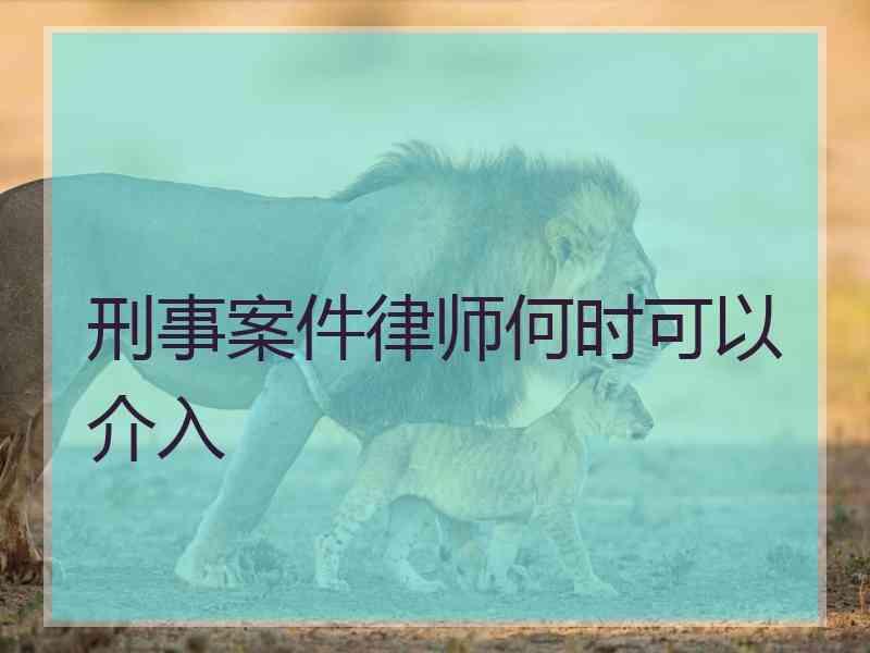 刑事案件律师何时可以介入