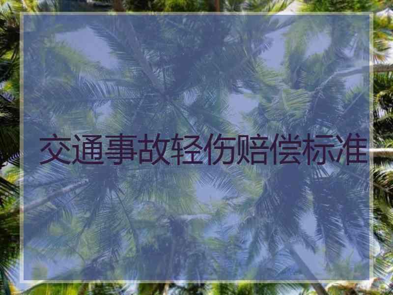 交通事故轻伤赔偿标准