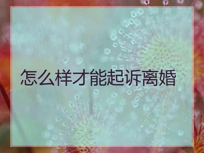 怎么样才能起诉离婚