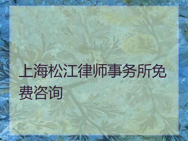 上海松江律师事务所免费咨询