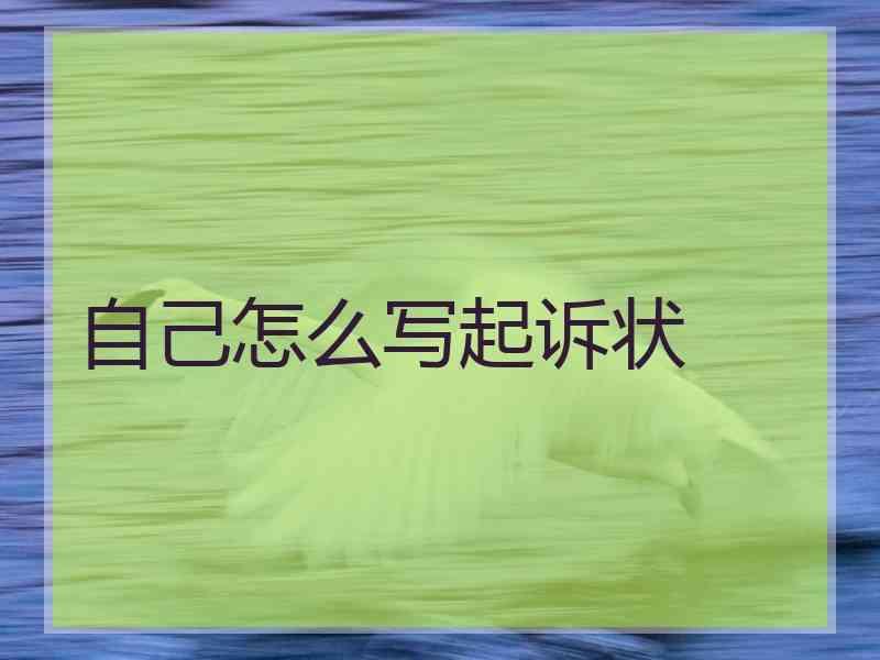 自己怎么写起诉状