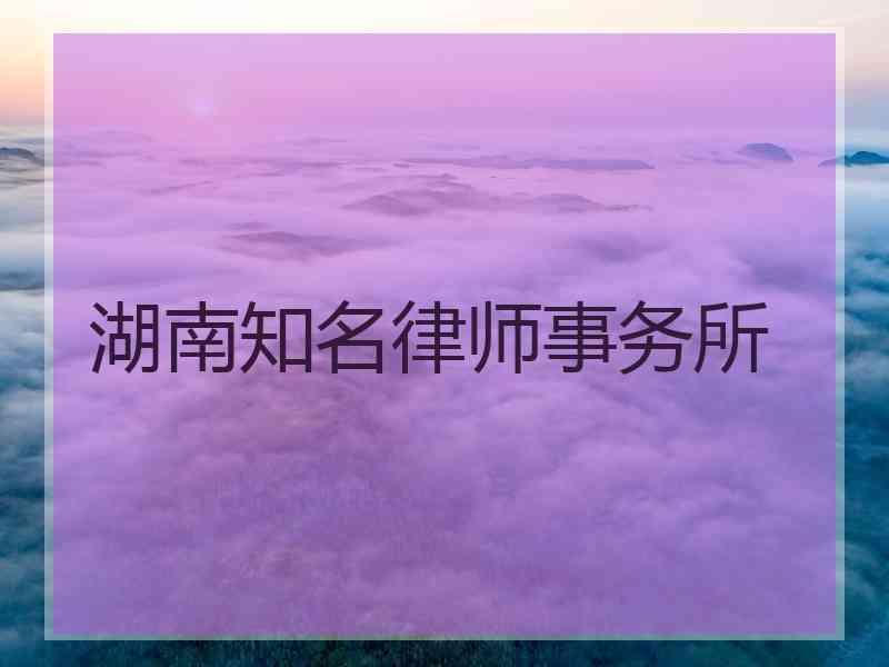 湖南知名律师事务所