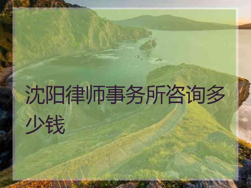 沈阳律师事务所咨询多少钱