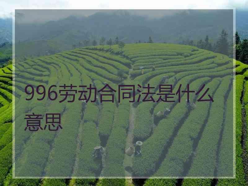 996劳动合同法是什么意思