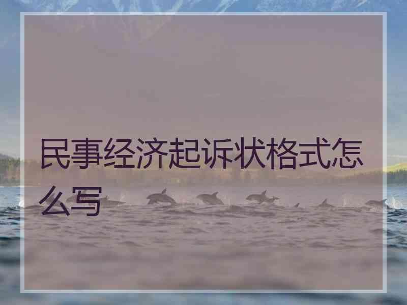 民事经济起诉状格式怎么写