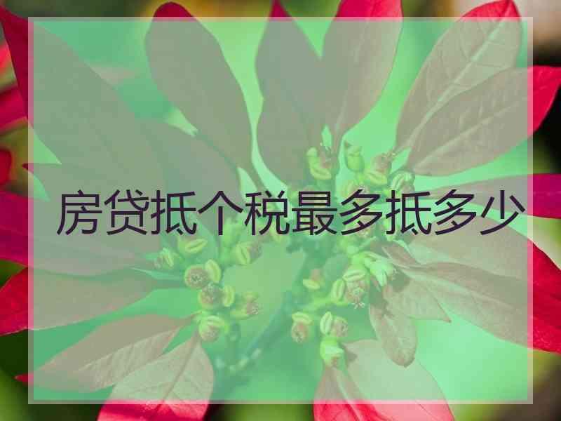 房贷抵个税最多抵多少