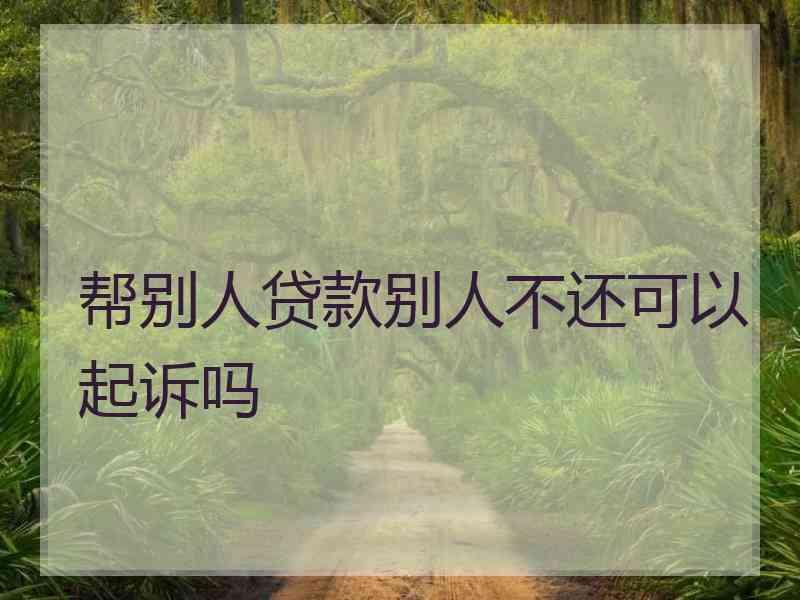 帮别人贷款别人不还可以起诉吗